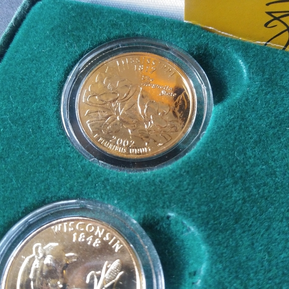 RARE: Brett Favre: US Statehood Quarter Set, Gold Plated Quarters, 7 Coins - Picture 11 of 16